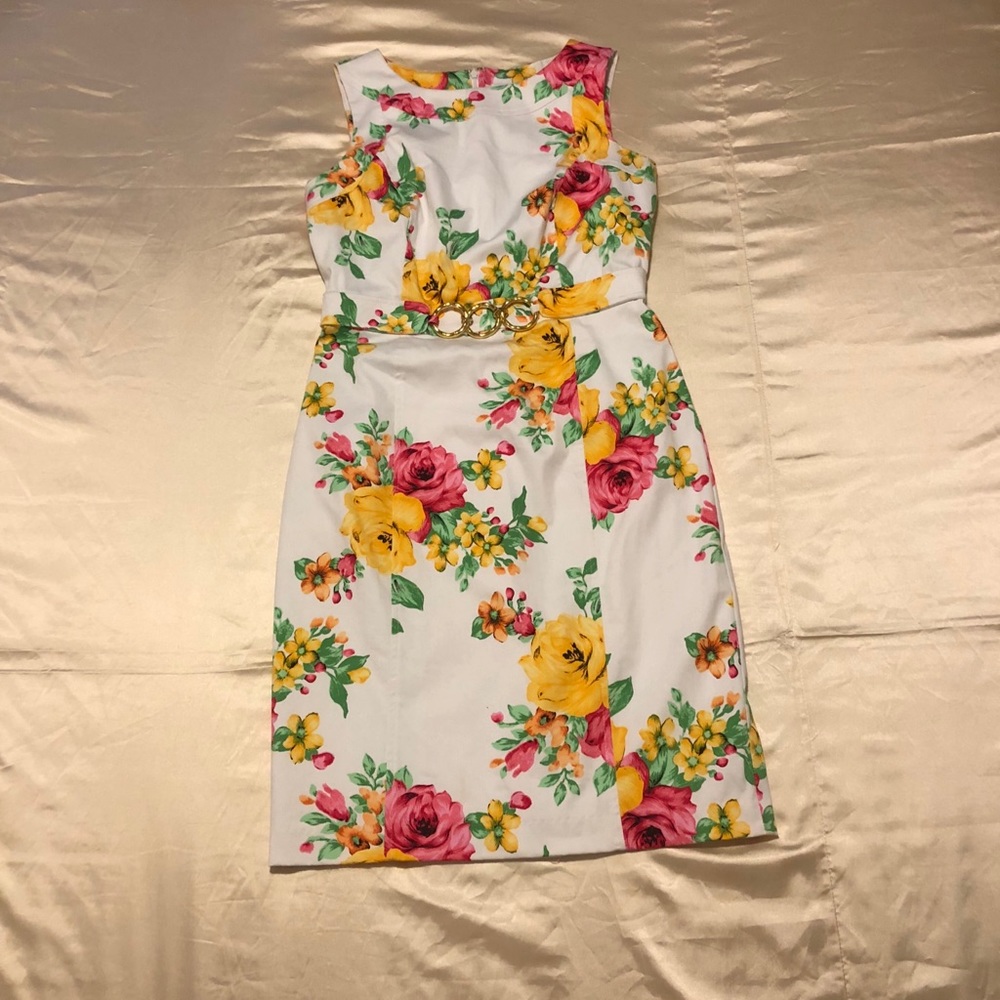 *CHARTER CLUB* floral print dress w/ belt